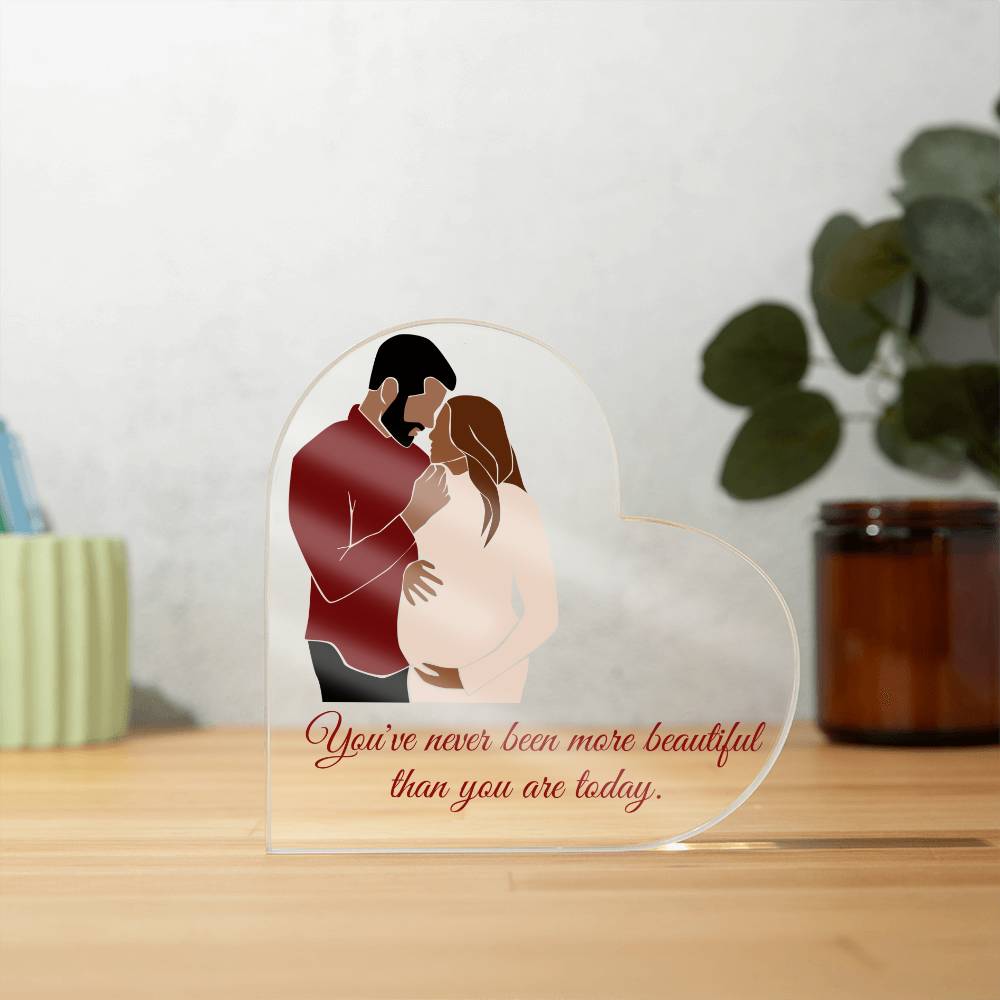 Never More Beautiful Heart-shaped Acrylic for Mom-To-Be | Perfect gift for the mom-to-be