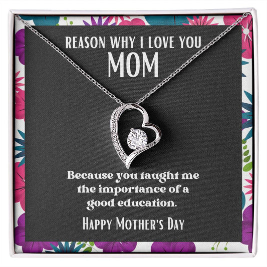 Heart and Stone Pendant Reasons I Love My Mother #12 | Positive messages with Made to Order Jewelry | Importance of Education